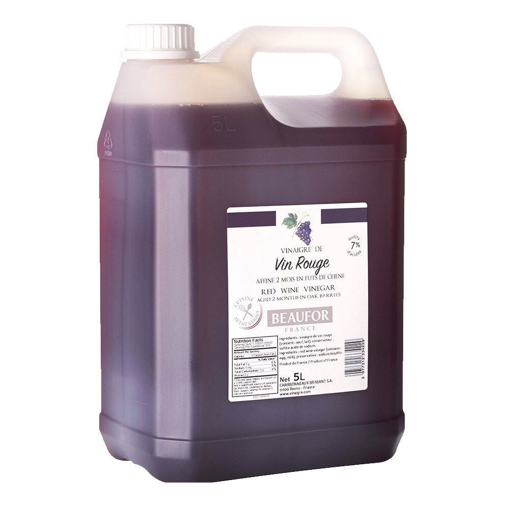 2PK Beaufor Red Wine Vinegar Oak Aged French Plastic Jugs Bulk Cooking 5L
