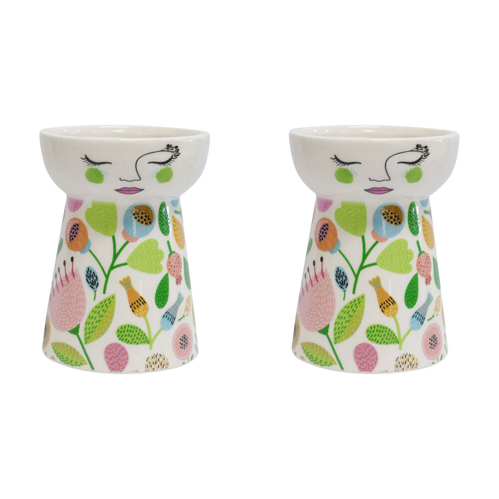 2PK LVD Ceramic Petite Doll Vase Home Decor 11.5cm Summertime