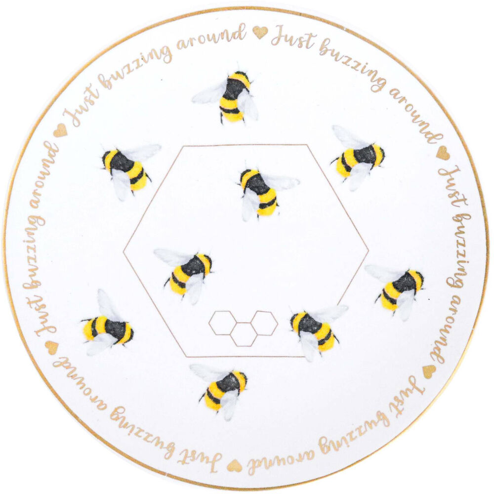 3PK LVD Dish Ceramic Home/Office Decor Round 10cm Buzzing Around