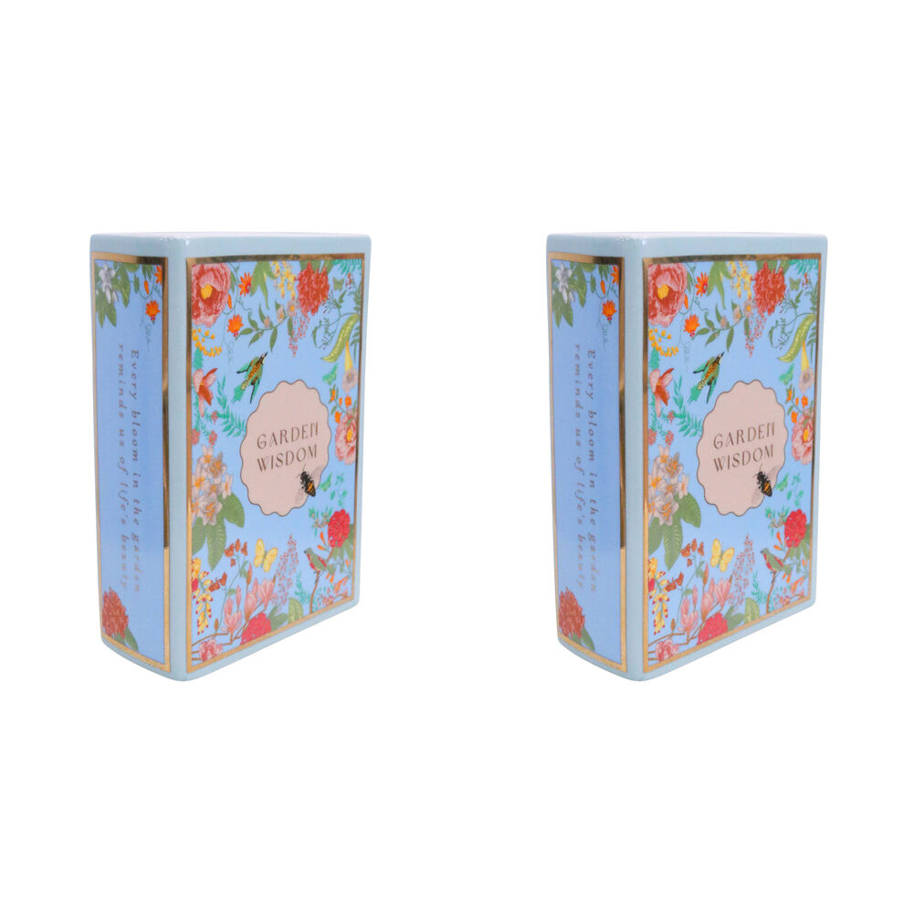 2PK LVD Book Vase Ceramic Home/Office Shelf Decor 14cm Garden Wisdom