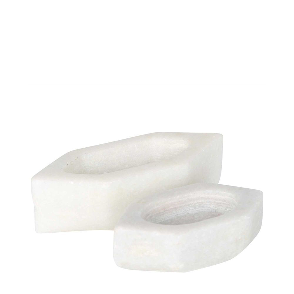 2PK Belle Boat Marble Salt & Pepper Dish Small Kitchen Serveware - White