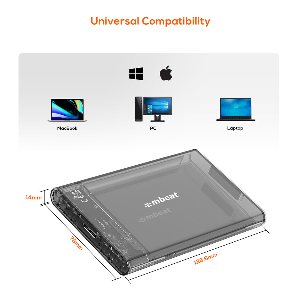 Mbeat A1 See-Through USB 3.0 2.5" SATA HDD Enclosure - Black