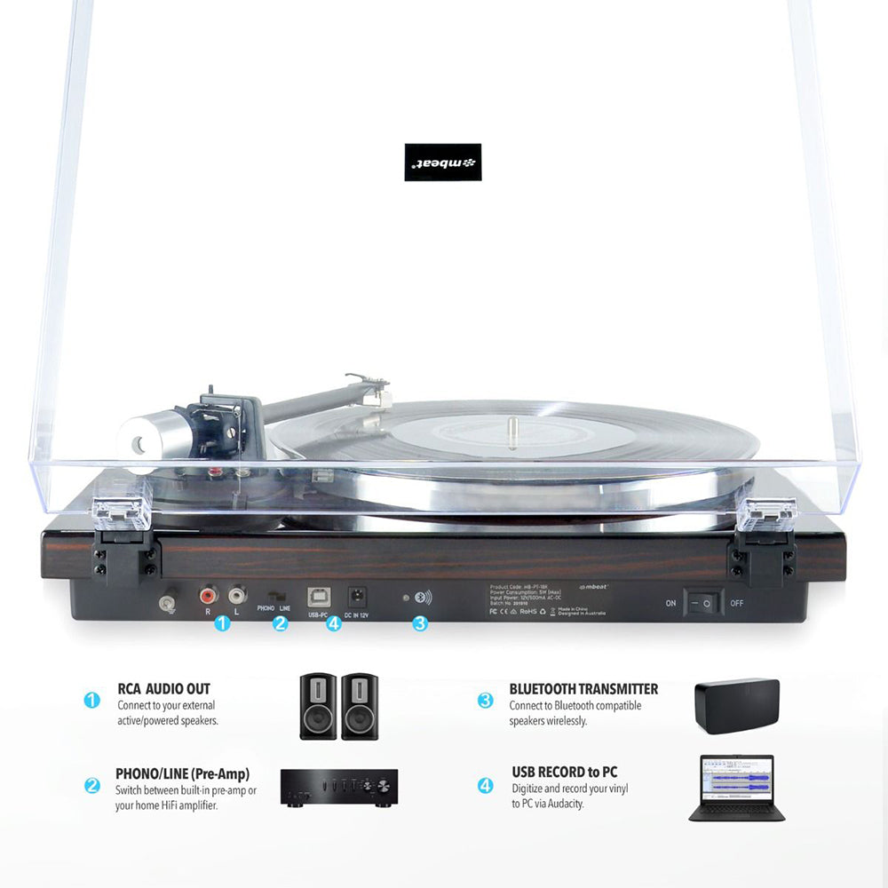 Mbeat PT-18K Bluetooth Turntable Player