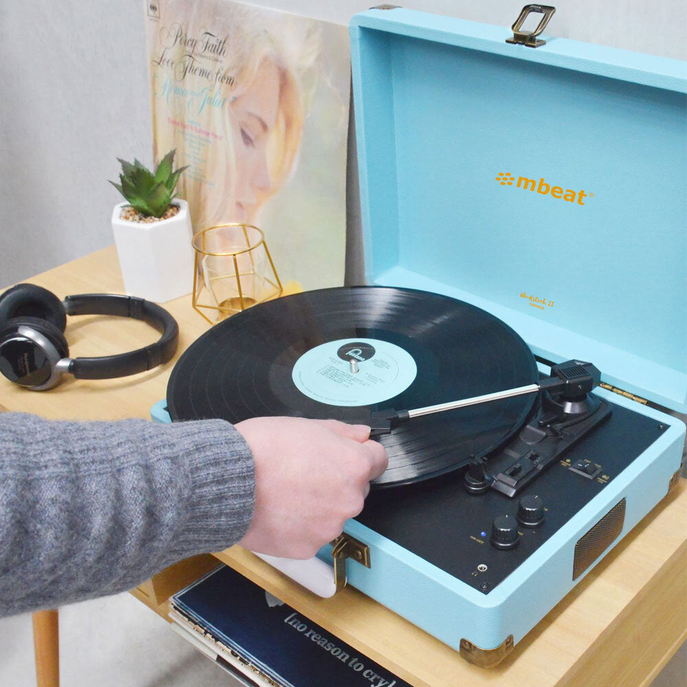 Mbeat Woostock 2 Retro Turntable Record Player - Sky Blue