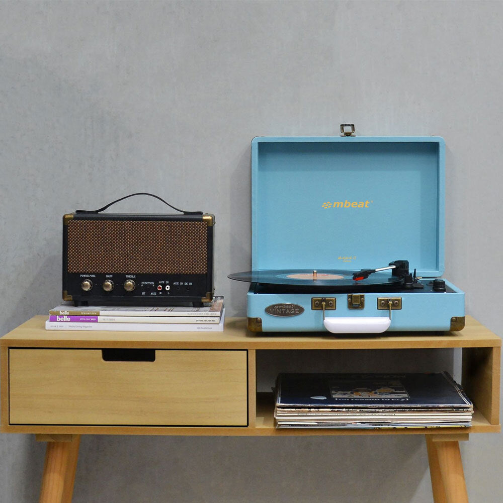 Mbeat Woostock 2 Retro Turntable Record Player - Sky Blue