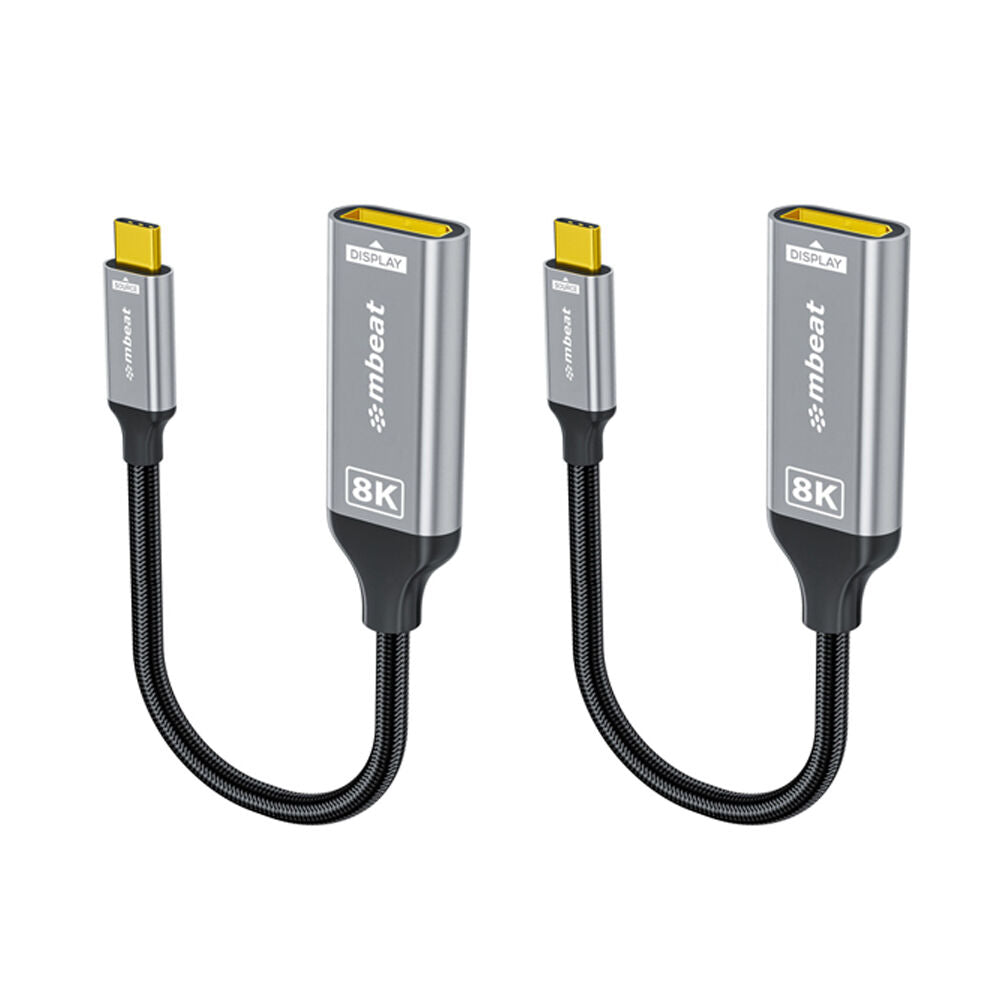 2PK mbeat Tough Link 8K USB-C to DisplayPort Adapter 40Gbps Bandwidth Space Grey