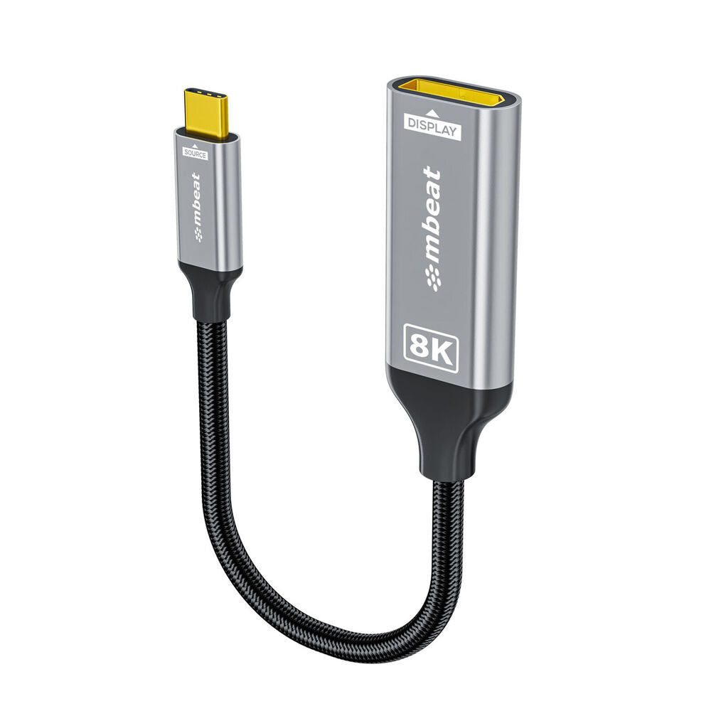 2PK mbeat Tough Link 8K USB-C to DisplayPort Adapter 40Gbps Bandwidth Space Grey