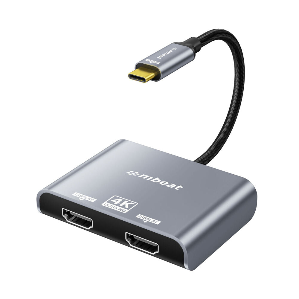 mbeat Tough Link USB-C to Dual HDMI MST 4K/60Hz Adapter Splitter Space Grey