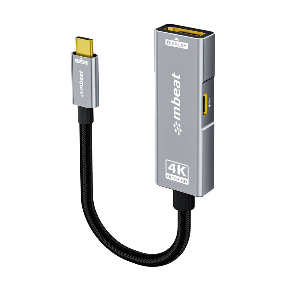 2PK mbeat Tough Link USB-C to DisplayPort Adapter with 100W PD 21.6Gbps Space Grey