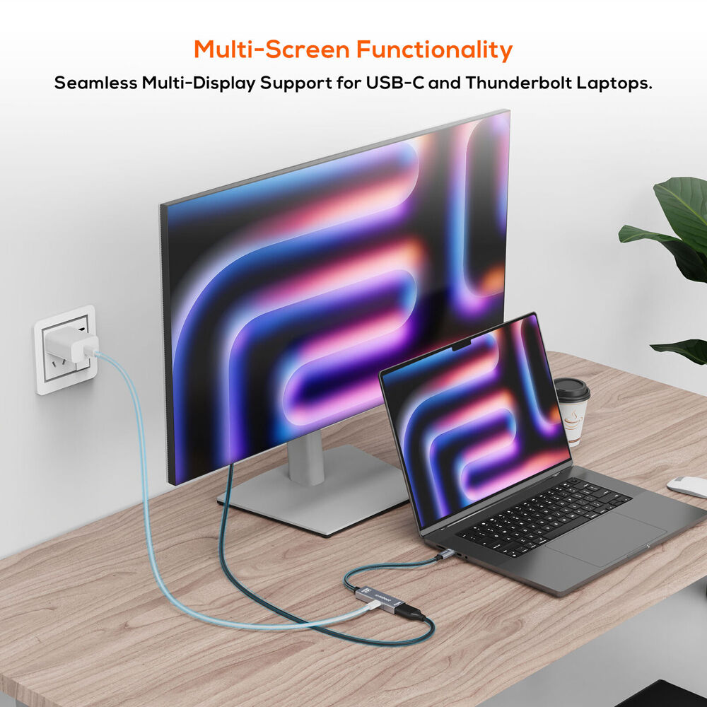 mbeat Tough Link USB-C to DisplayPort Adapter with 100W PD 21.6Gbps Space Grey
