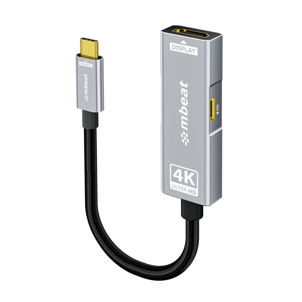 2PK mbeat Tough Link USB-C to HDMI Adapter with 100W PD 21.6Gbps Space Grey