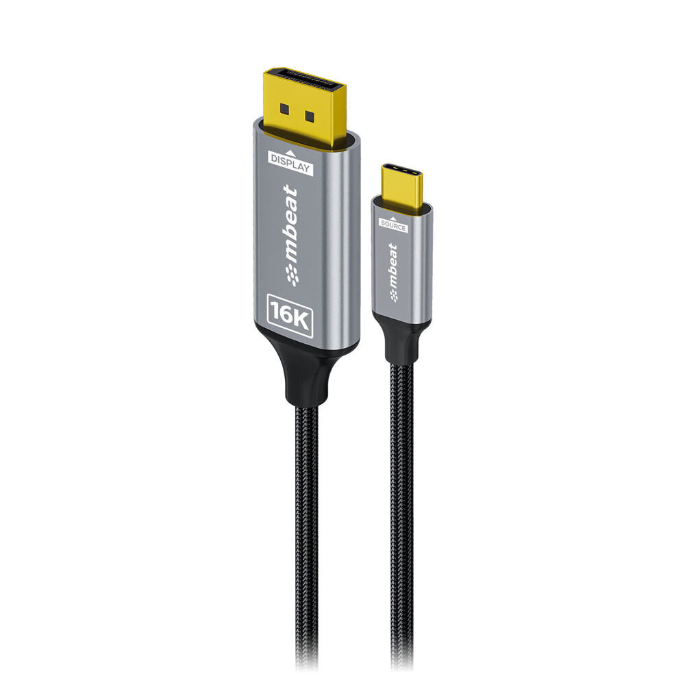 2PK mbeat Tough Link 1.8m 16K USB-C to DisplayPort Cable 40 Gbps Space Grey