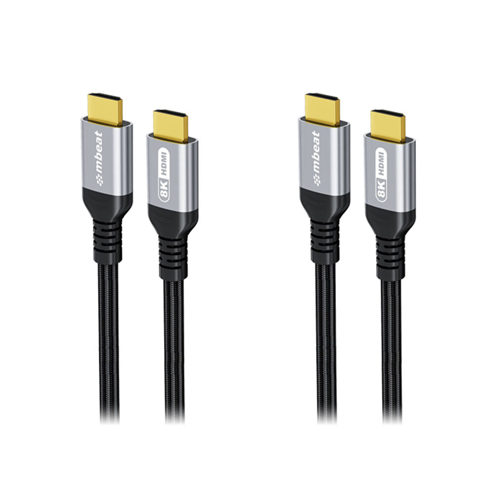 2PK mbeat Tough Link 3m Certified 8K HDMI Cable 48Gbps Bandwidth Space Grey