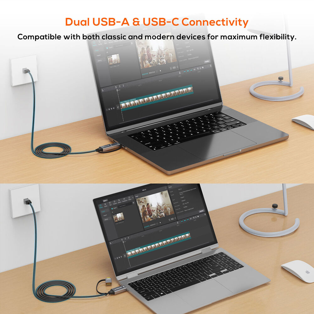mbeat Tough Link 2m USB & USB-C to RJ45 Ethernet Cable CAT6 Space Grey