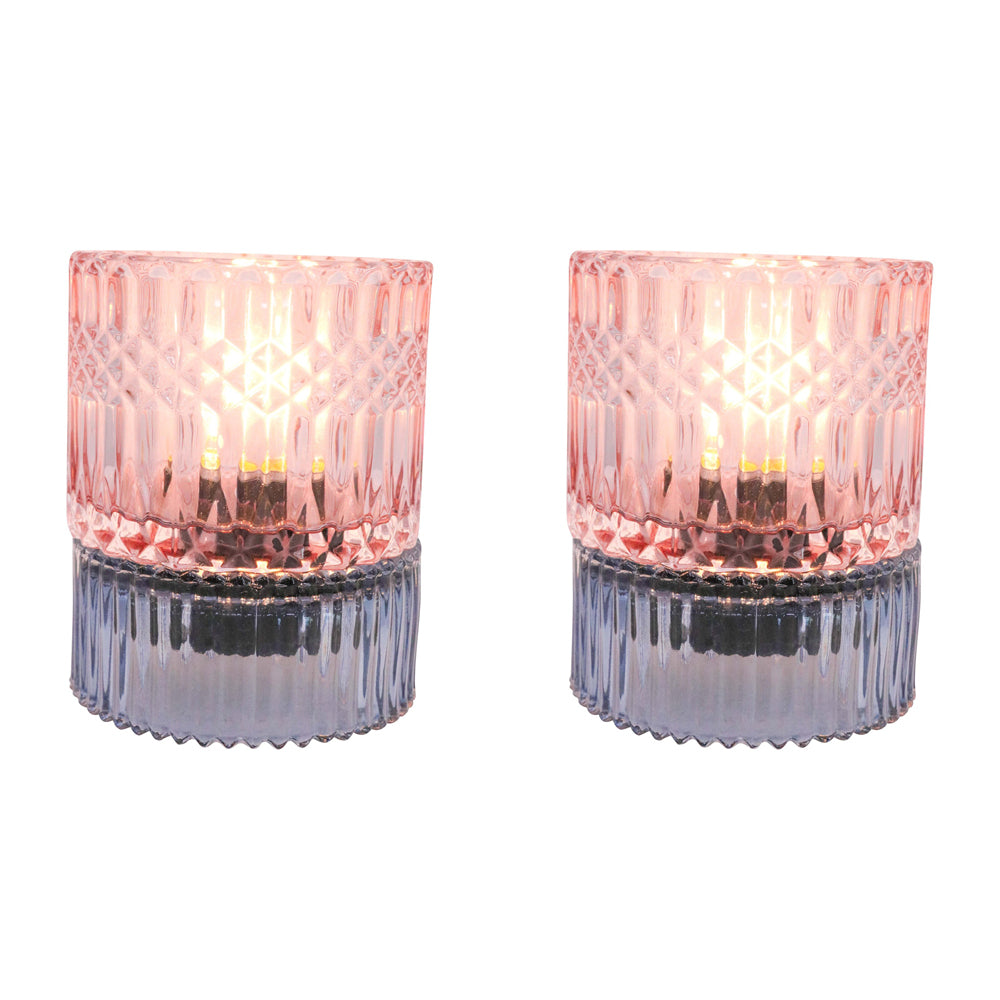 2PK LVD Led Glass Night Light Lamp Home/Room Decor 14cm - Blue/Pink