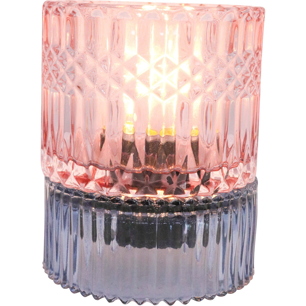 2PK LVD Led Glass Night Light Lamp Home/Room Decor 14cm - Blue/Pink