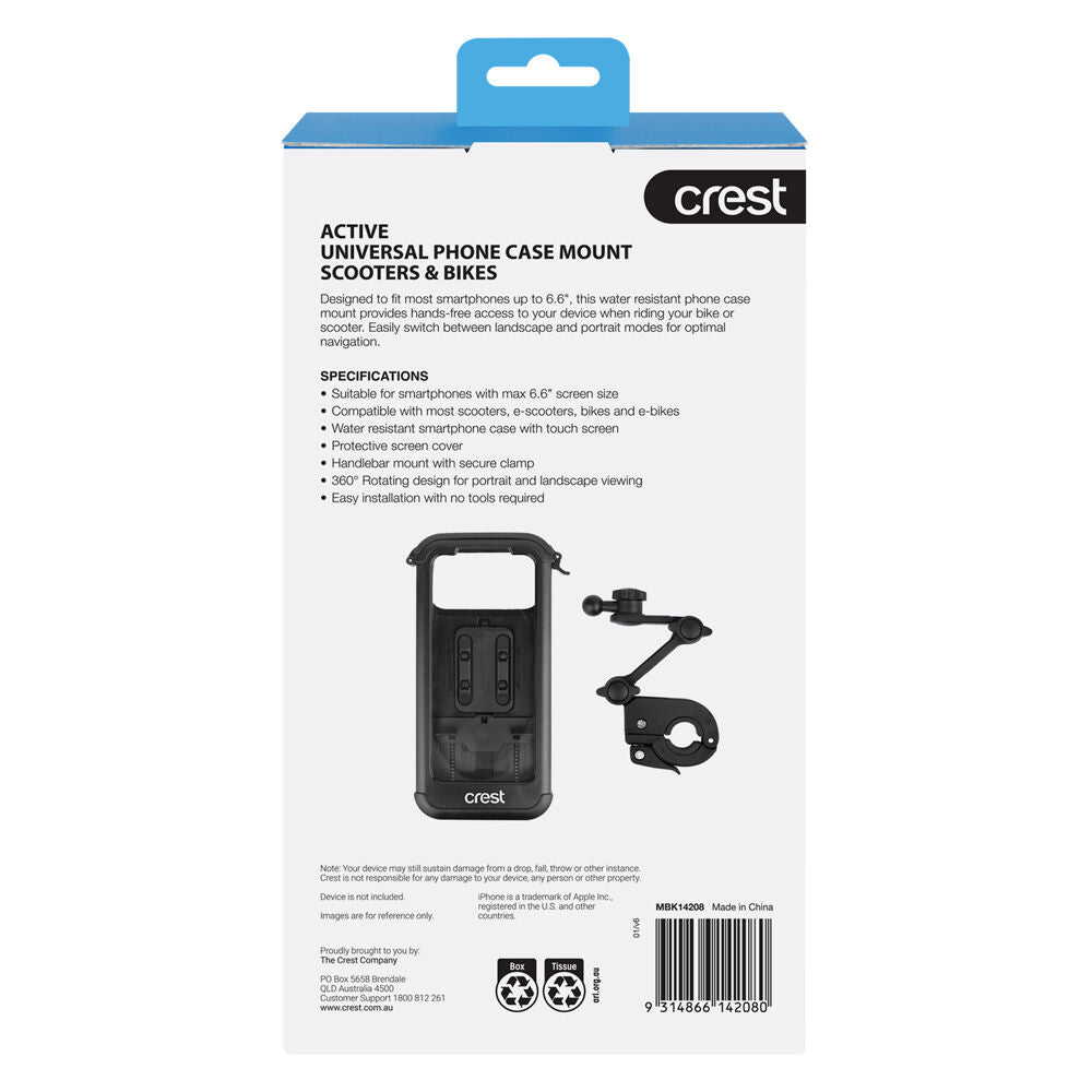 Crest Universal Phone Case Mount for Scooters and Bikes