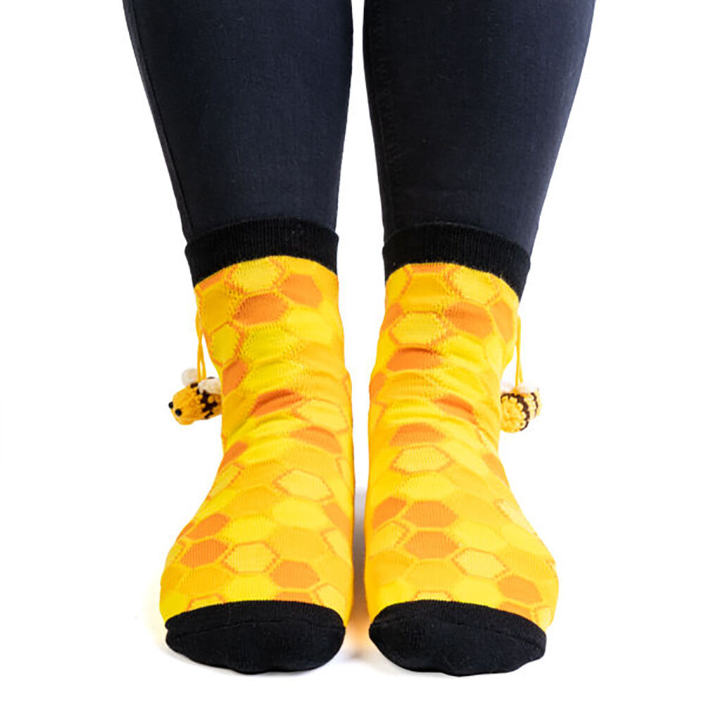 Feet Speak Joy Bee Happy Women's Casual Crew Socks Yellow One-Size