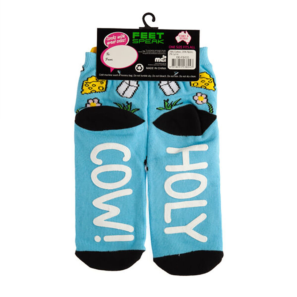 Feet Speak Holy Cow Women's Casual Crew Socks One-Size