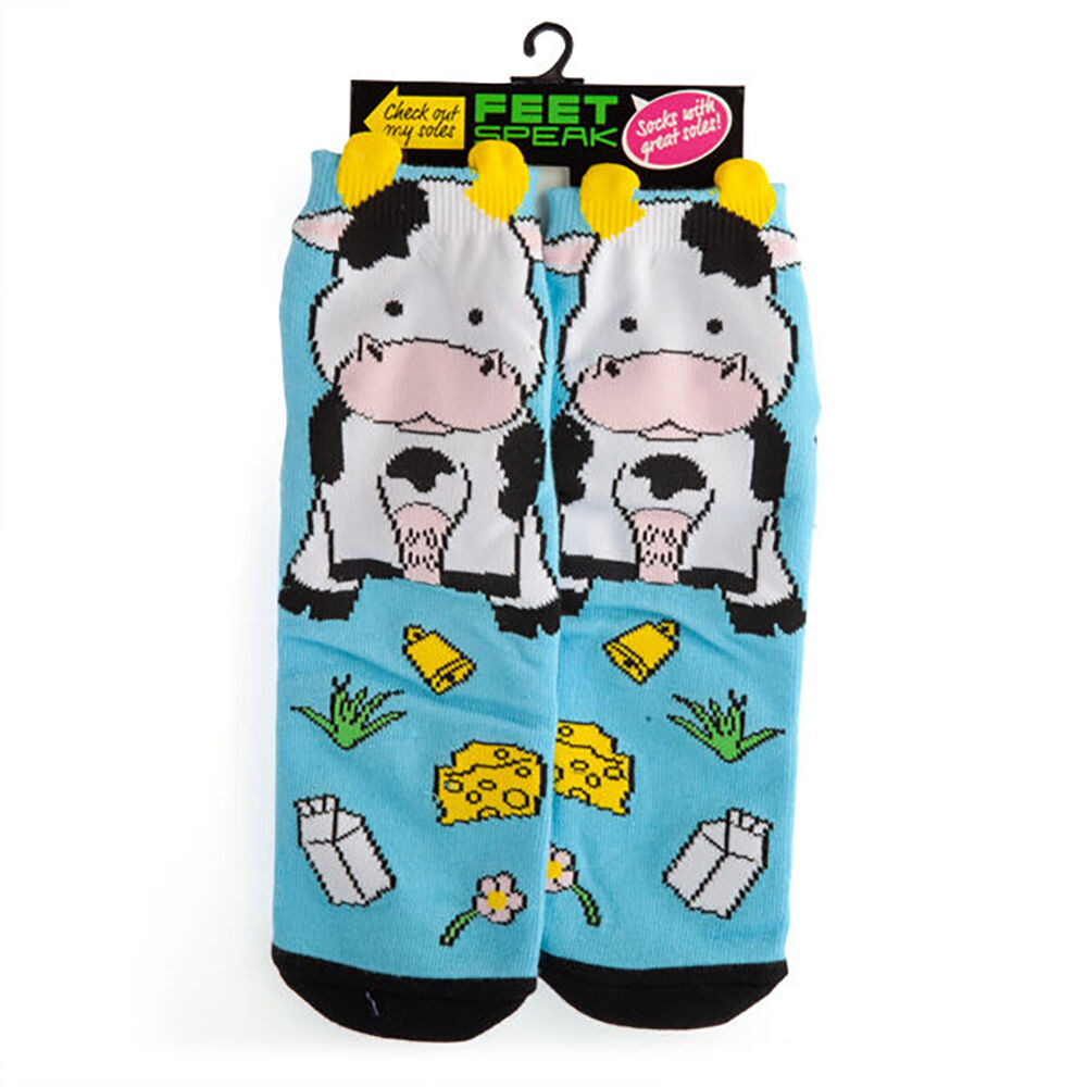 2PK Feet Speak Holy Cow Women's Casual Crew Socks One-Size