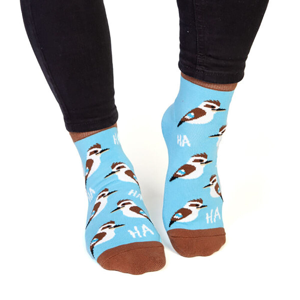 Feet Speak Kookaburra Women's Casual Crew Socks Blue One-Size