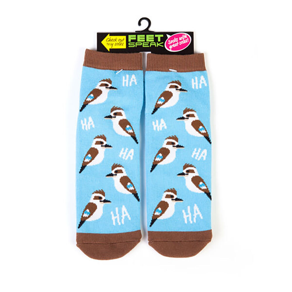 2PK Feet Speak Kookaburra Women's Casual Crew Socks Blue One-Size