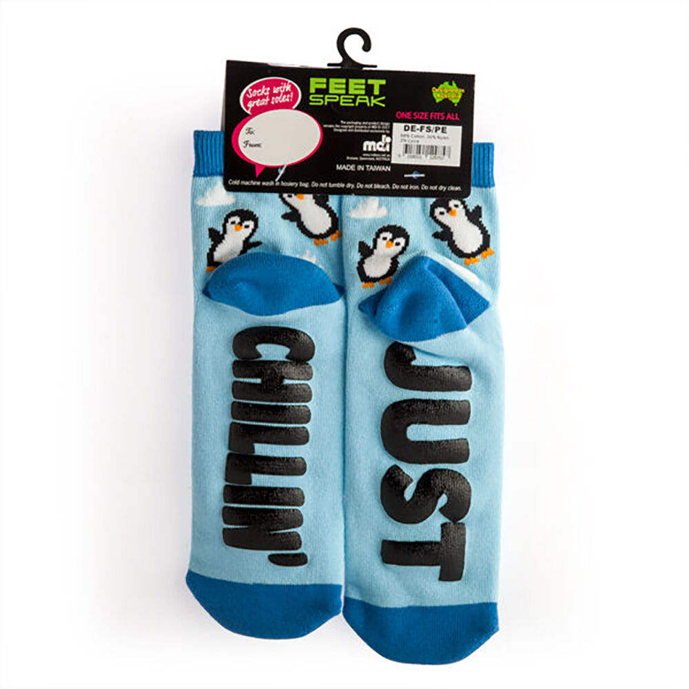 Feet Speak Penguin Women's Casual Crew Socks Blue One-Size