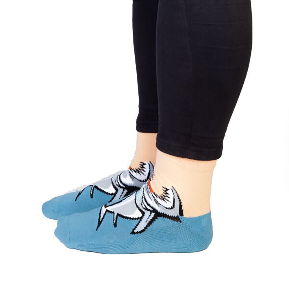 2PK Feet Speak Shark Bay Women's Casual Crew Socks Blue One-Size