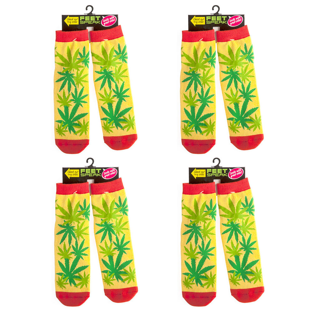 4PK Feet Speak Weed Women's Casual Crew Socks One-Size