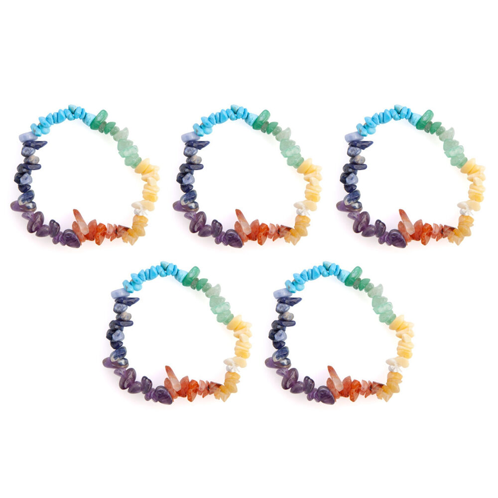 5PK Wishstone Gemstone Bracelet Chakra Wellness Stone Accessory