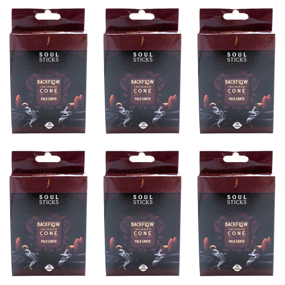 6x 10pc Wild Scents Soul Sticks Backflow Incense Cones - Palo Santo