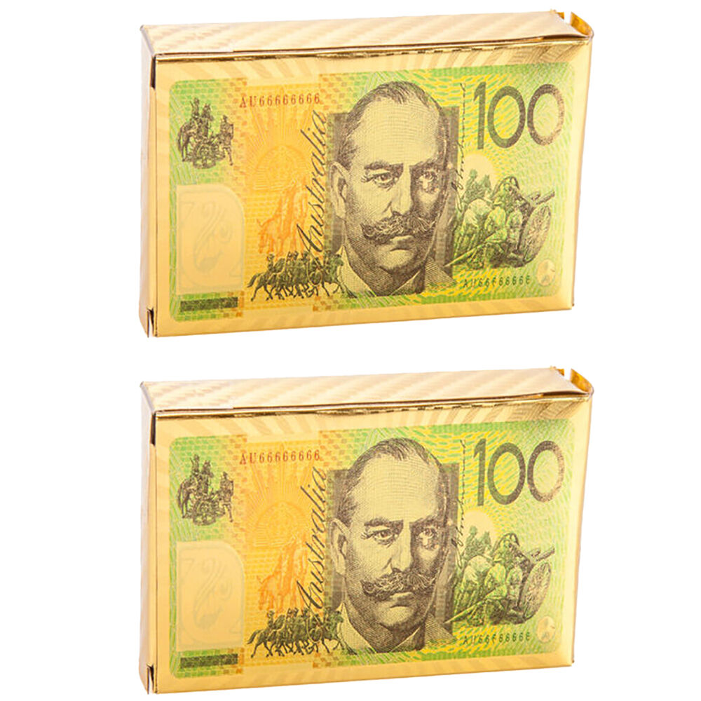 2PK Outback Mates Australian S100 Gold Foil Playing Cards 6x9cm