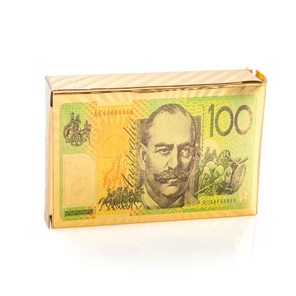 2PK Outback Mates Australian S100 Gold Foil Playing Cards 6x9cm