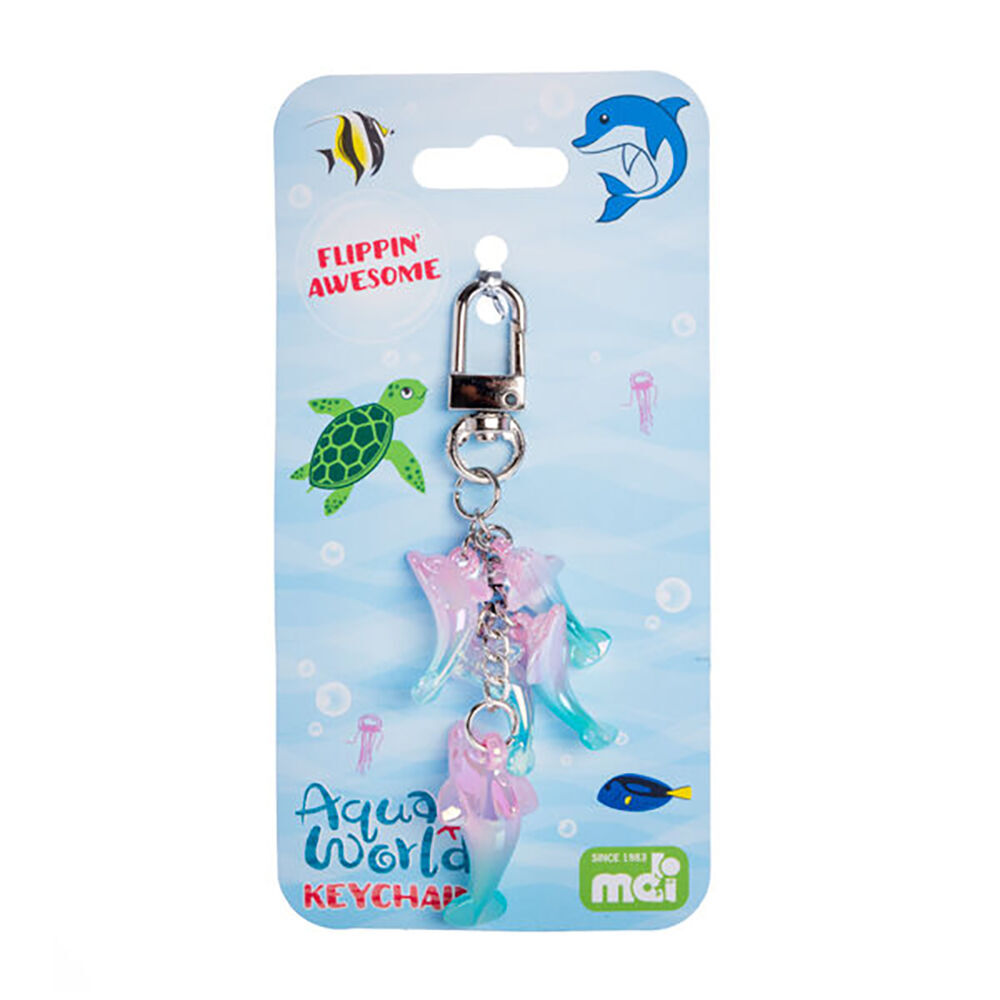 6PK Aquaworld Keychain Dolphin Ocean Animal Bag Charm 9.6x3.2cm Assorted