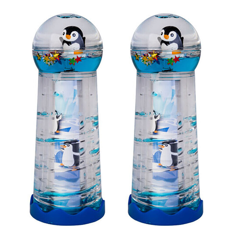 2PK Penguin Island Liquid Timer Kaleidoscope Penguin Sensory Desk Toy 5x13cm