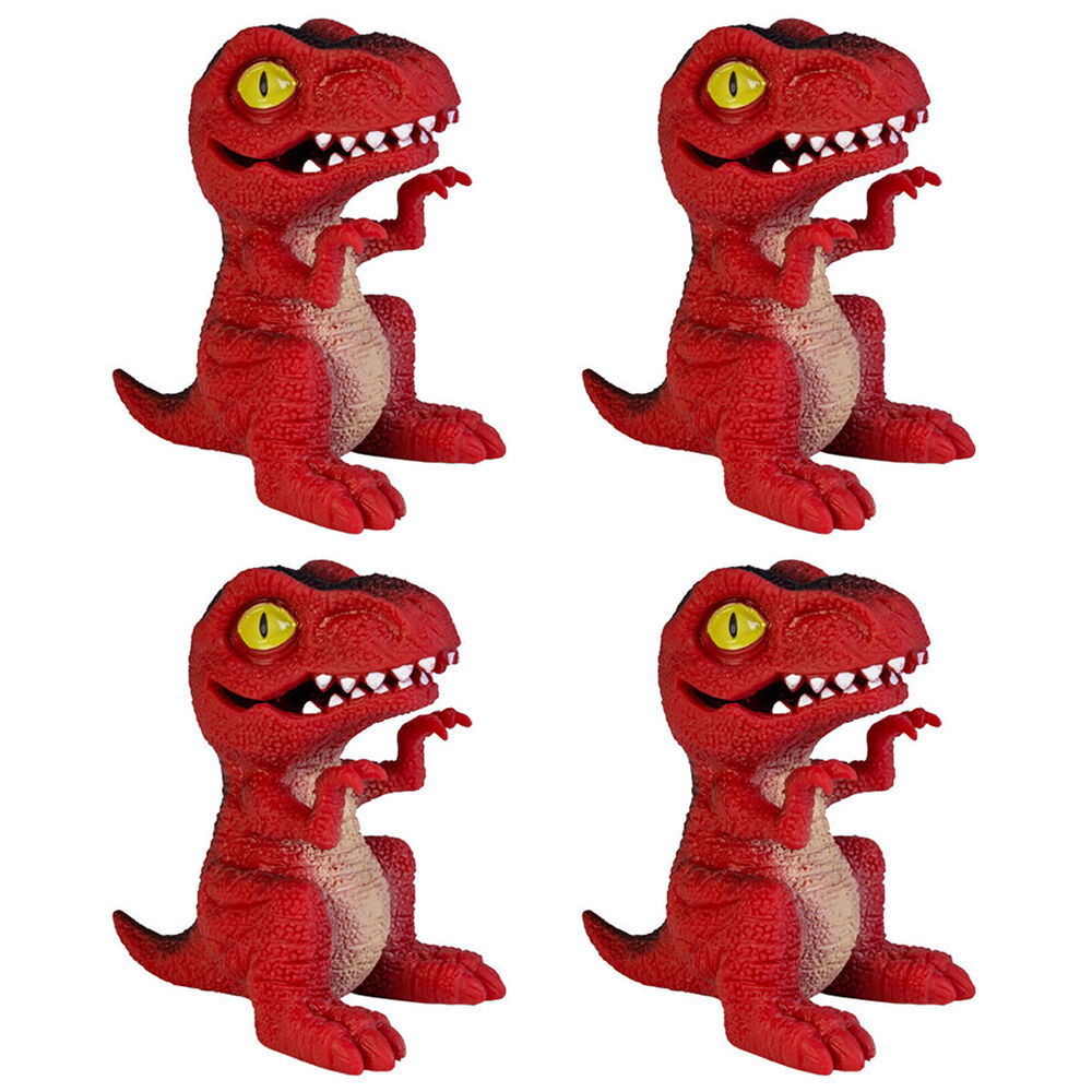 4PK Dino Island Squish T-Rex Stress Relief Squeeze Sensory Toy 6.4x10cm Soft