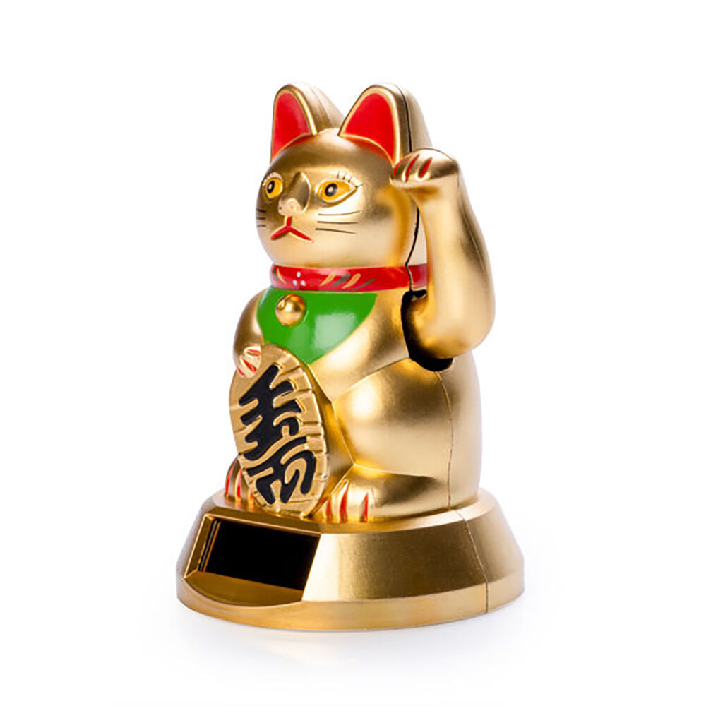 Lucky Cat Solar Dancing Golden Kitty Desk Car Dashboard Decoration Figure