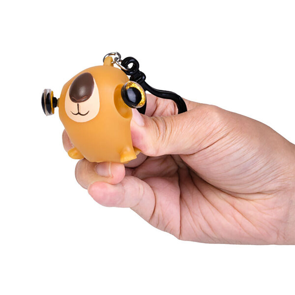 6PK Capybara Eye Poppin Keychain Capybara Squeeze Toy 4.9x4.2cm - Yellow