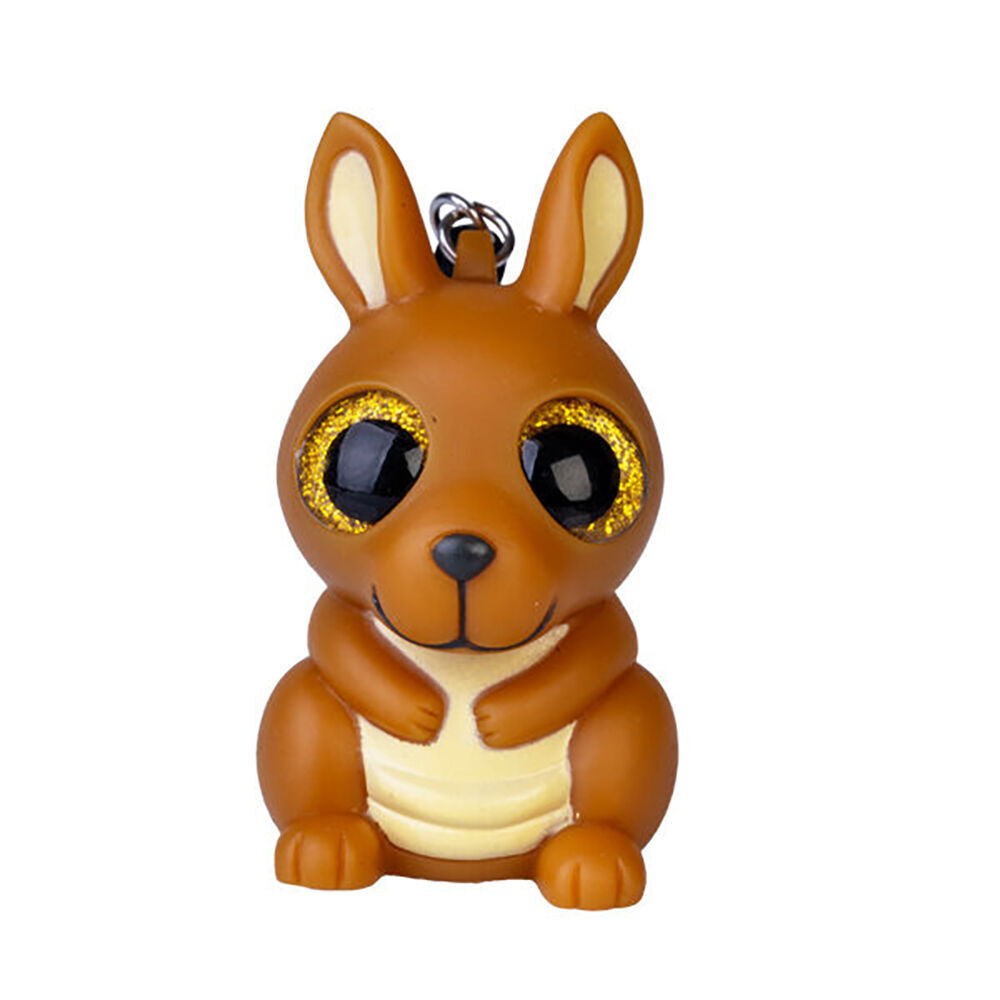 6PK Outback Mates Eye Poppin Keychain Kangaroo Squeeze Toy 5.7x6cm - Brown