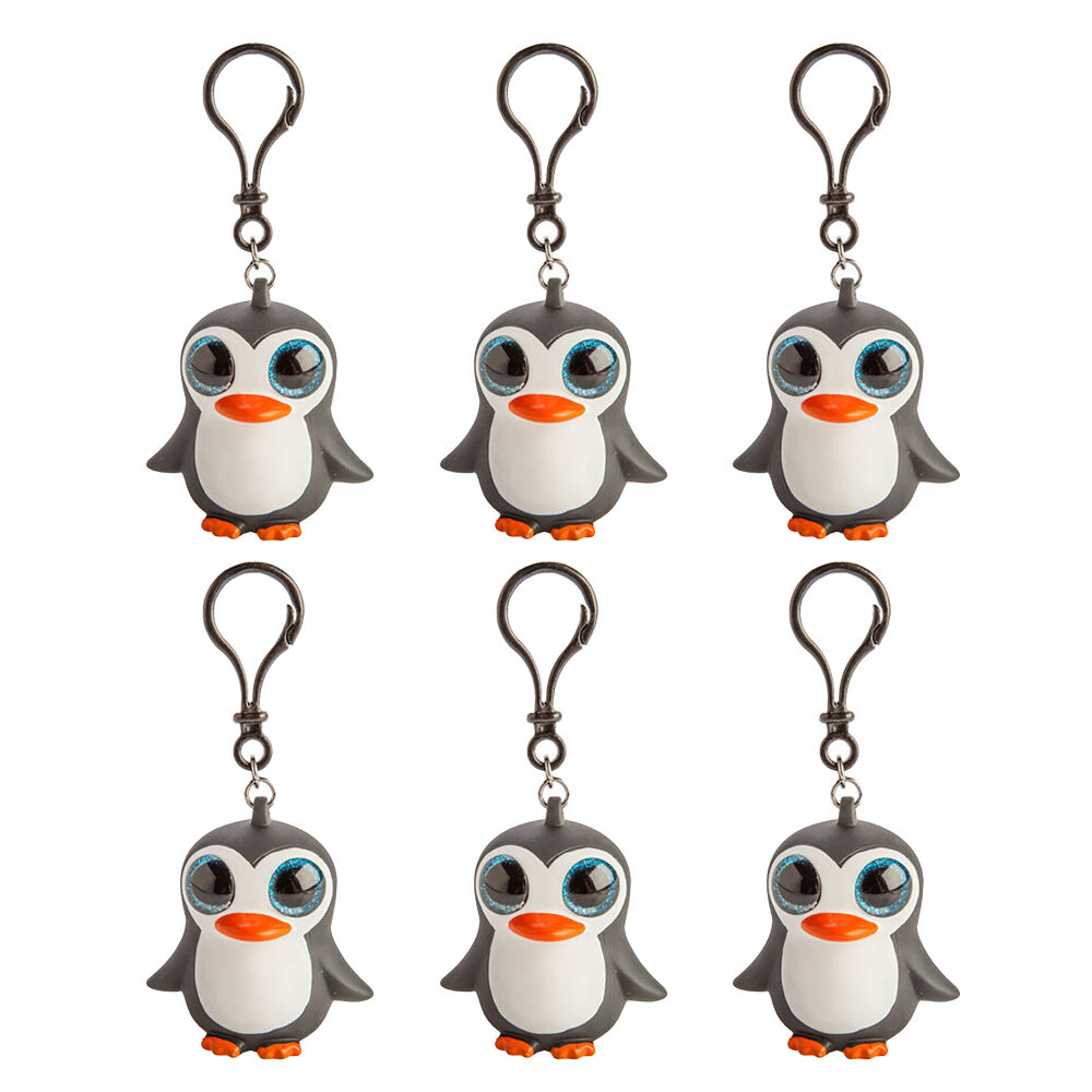 6PK Penguin Island Eye Popping Keychain Penguin Squeeze Toy 5.6x5.9cm