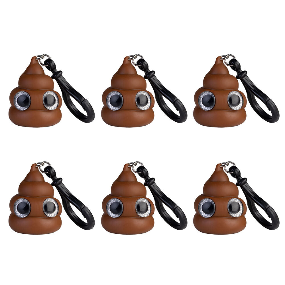6PK Koolface Eye Popping Keychain Poo Squeeze Toy 3.5x4.2cm - Brown