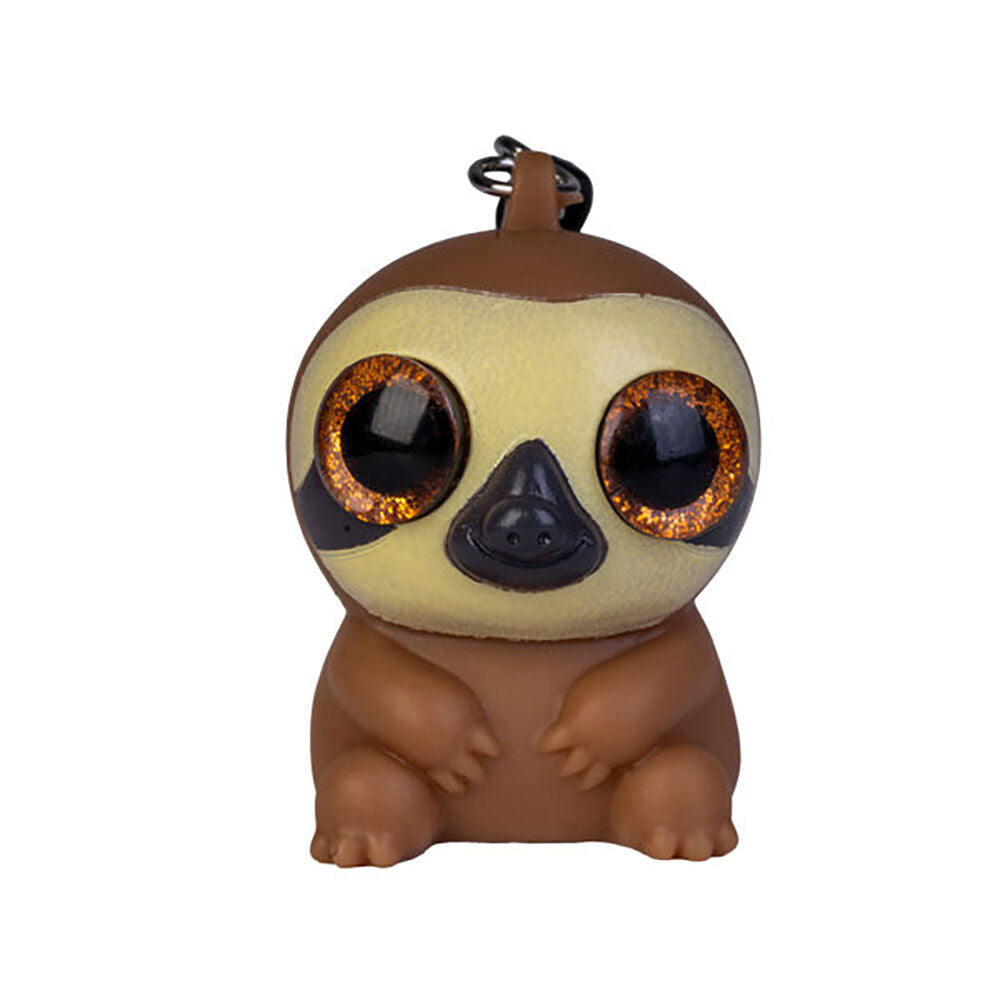 6PK Sloth Lounge Eye Popping Keychain Sloth Squeeze Toy 3.5x4.8cm - Brown