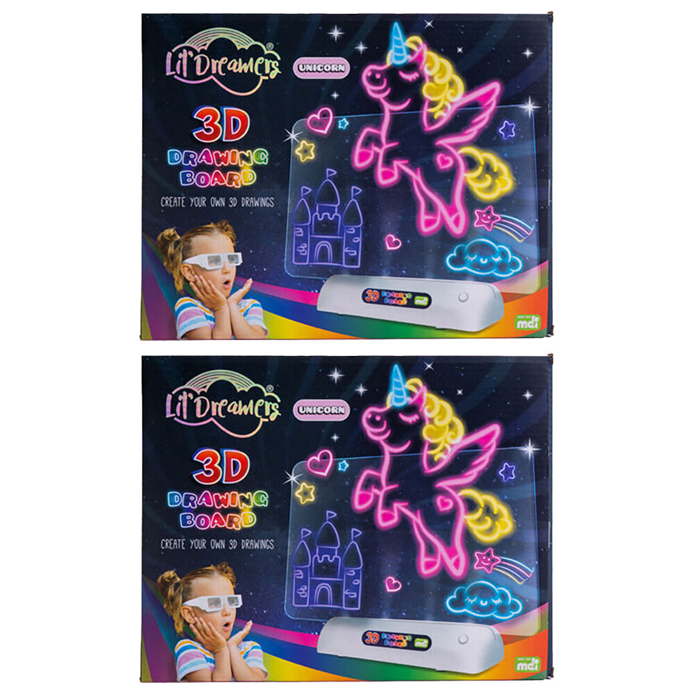 2PK Lil Dreamers Illuminate 3D Draw Board Art Set - Unicorn 6y+