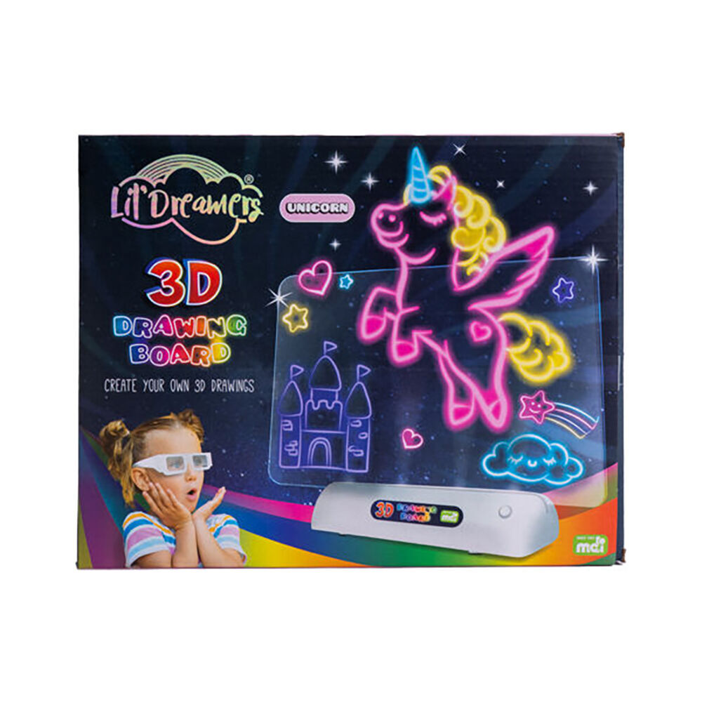2PK Lil Dreamers Illuminate 3D Draw Board Art Set - Unicorn 6y+