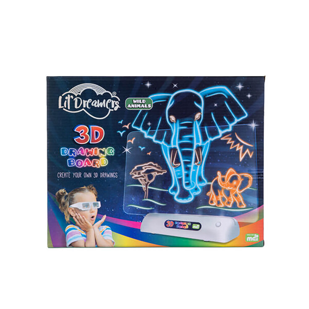 Lil Dreamers Illuminate 3D Draw Board Art Set - Wild Animals 6y+