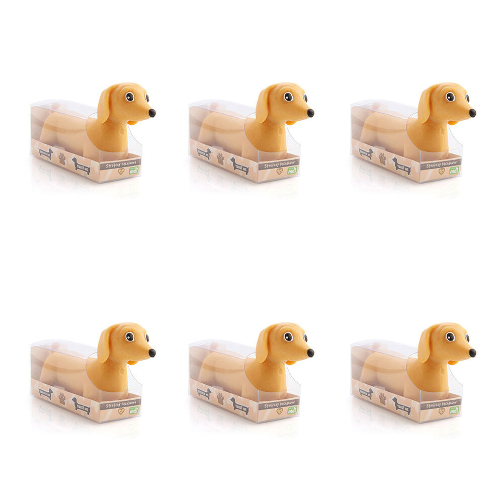 6PK Pullie Pal Stretchy Sandy Textured Kids Toy 12x3.8x7.5cm Dachshund Asstd
