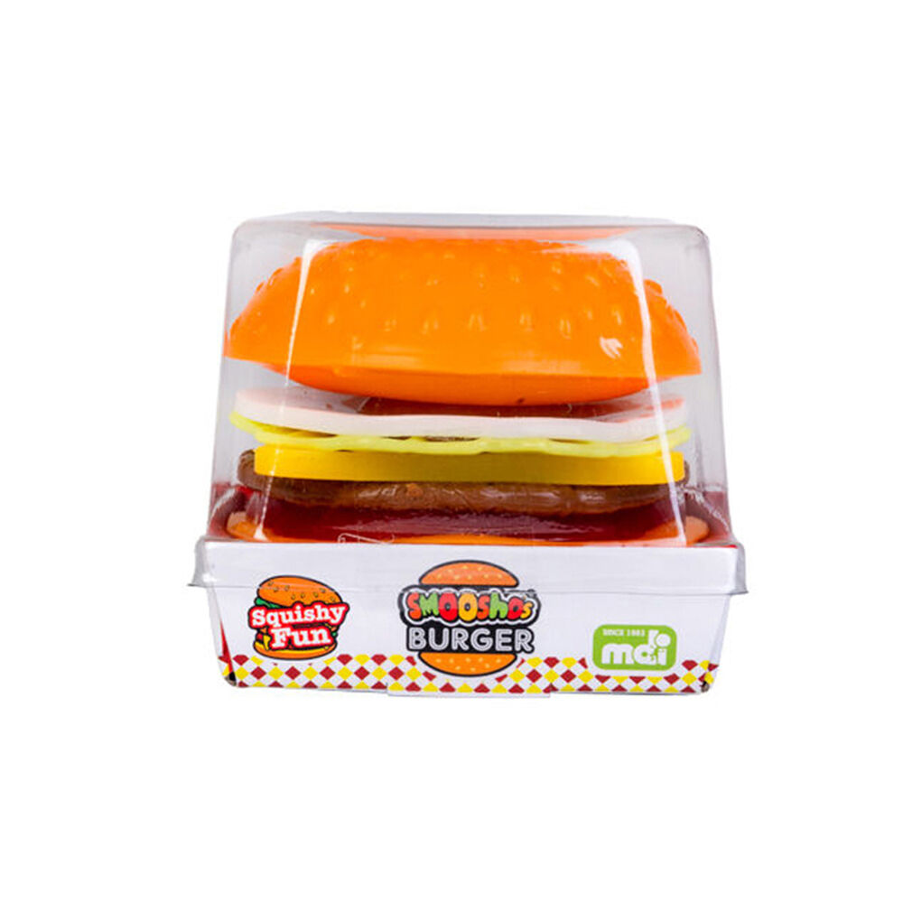 3x 7pc Smooshos Build Your Own Burger Squishy Ball Childrens Toy 7x7x7.5cm