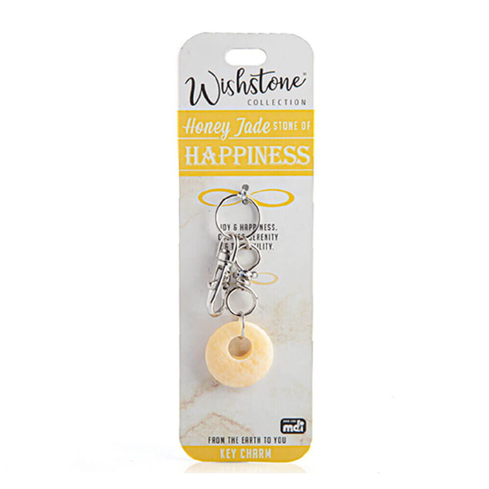 3PK Wishstone Honey Jade Bag Key Charm Stone Of Happiness