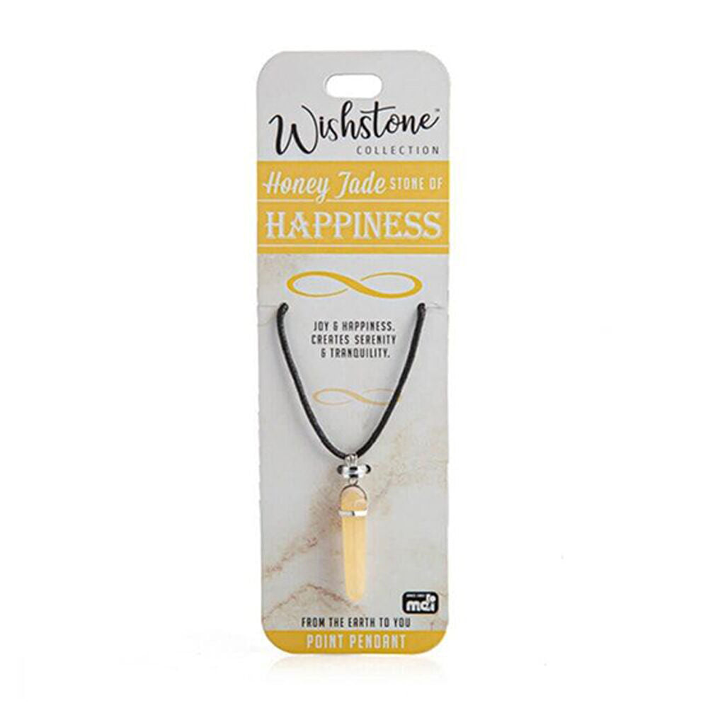 3PK Wishstone Honey Jade Point Pendant Necklace Stone of Tranquility