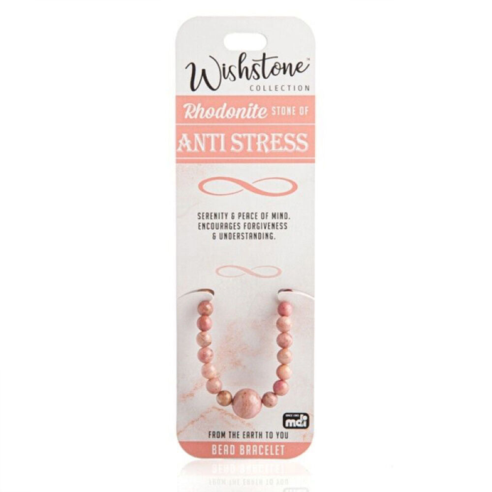 Wishstone Rhodonite Stone Beaded Bracelet Women's Jewellery 4x6x1cm